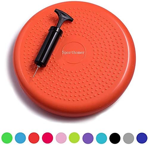 Sporthomer Inflated Wobble Cushion with Hand Pump, Extra Thick Flexible Fitness Balance Board, Sensory Stability Wiggle Seat for School, Office, Home, Gym, Kids