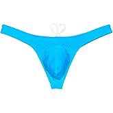 Sport Men Solid Contour Pouch Bikini Swimsuit Ice Silk Liner Swim Thong Bright Fabric Swimwear Surf Trunks