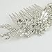 Lux Accessories Pave Floral imitation Pearl Crystal Leaf Bridal Hair Comb