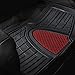 FH GROUP Car Seat Covers Premium Tall Channel Rubber Trimmable Floor Mats w. FH3001 Snake Pattern Silicone Steering Wheel Cover- Universal Fit for Trucks, SUVs, and Vans (Burgundy/Black) F11311