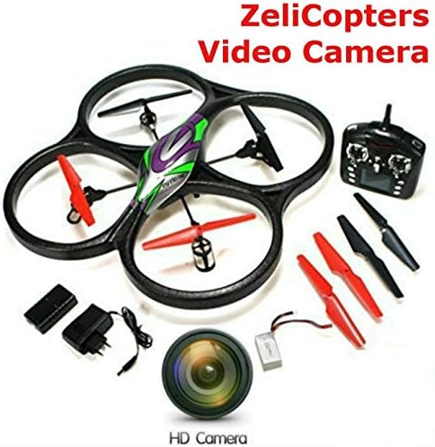 New ZeliCopters Altitude Hold Control Mode RC Quadcopter with HD Video Camera,4 Ch 2.4ghz 6-gyro, Remote Control Drone Equipted Drones Quadcopters
