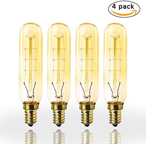 LAKES E12 light bulb, T20 Candelabra Vintage Bulbs,Incandescent Filament Light Bulb, 40W Tubular Bulb,Warm White 2100K, 360 Degree Beam Angle, 4 Pack
