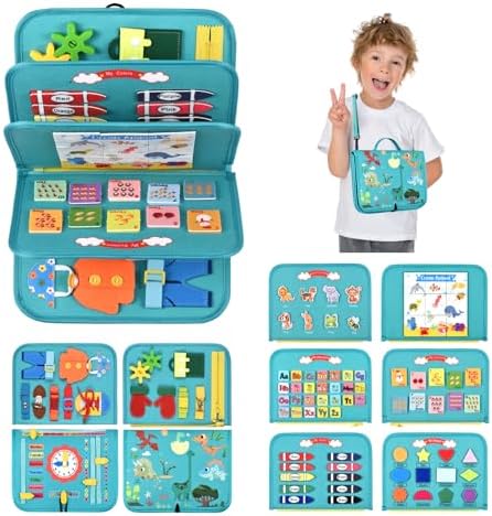 Busy Board Montessori Toys For 3 4 5 6 7 8 Year Old Girls Boys Sensory Toys For Toddlers Preschool Educational Learning Toys Activity Board For Fine Motor Skills Kids Gifts Airplane Car Toys