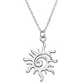 Vacaonio Boho Spiral Sun Pendant Necklace Gold Sunburst Choker Necklace Metal Sun Necklace Dainty Sunshine Necklace Chain Celestial Sun Chain Necklace Jewelry For Women