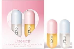 LATORICE DEROL Lip Plumper Set, Lip Plumper Gloss, Natural Lip Plumper and Lip Care Serum, Lip Enhancer for Fuller, Lip Mask, Beautiful Fuller, Hydrating & Reduce Fine Lines Day&Night, 5.5ml - Set of 2