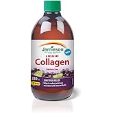 Jamieson Liquid Collagen Elderberry Lime Flavour, with 1,200 mg of Hydrolyzed Collagen, Provides Joint Pain Relief. Non-GMO, 