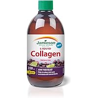 Jamieson Liquid Collagen Elderberry Lime Flavour, with 1,200 mg of Hydrolyzed Collagen, Provides Joint Pain Relief. Non-GMO, 