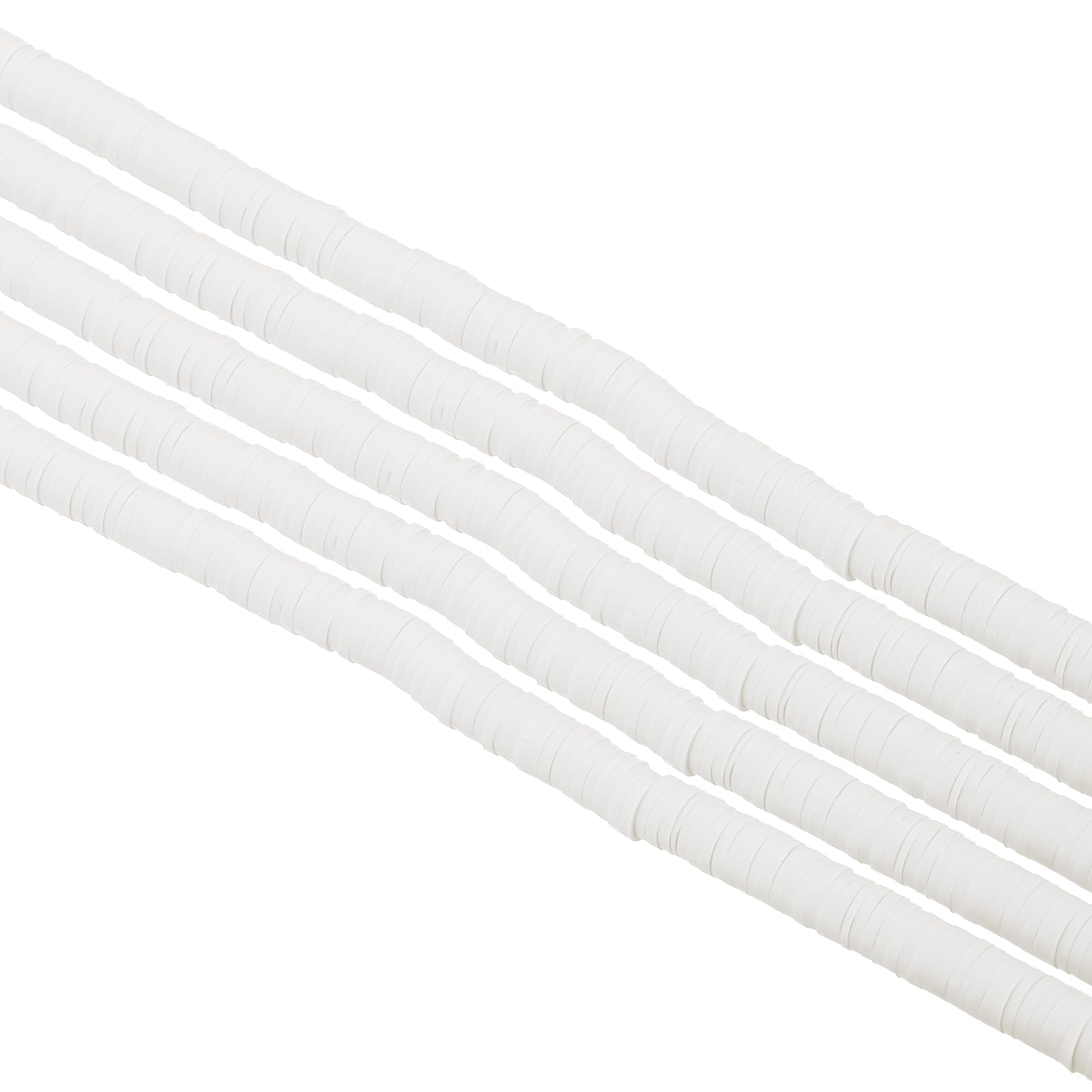 PATIKIL 6mm Polymer Clay Beads Spacer, 1750Pcs 5 Strands Round Flat Handmade Bead Spacer for Craft Home Decor Chain Bracelets Jewelry Making, White — image 1