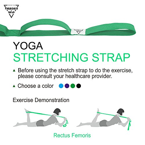 Forbidden Road Stretch Strap with Multi- Loop Exercise Strap for Physical Therapy Yoga Dance Pilates Greater Flexibility and Fitness Workout Deepen (Green, 1.578 inch (3.8200cm))