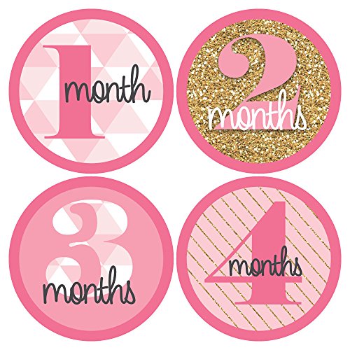 Amazon Com Geometric Pink Gold Baby Girl Monthly Sticker Set Baby Shower Gift Ideas 12 Piece Baby