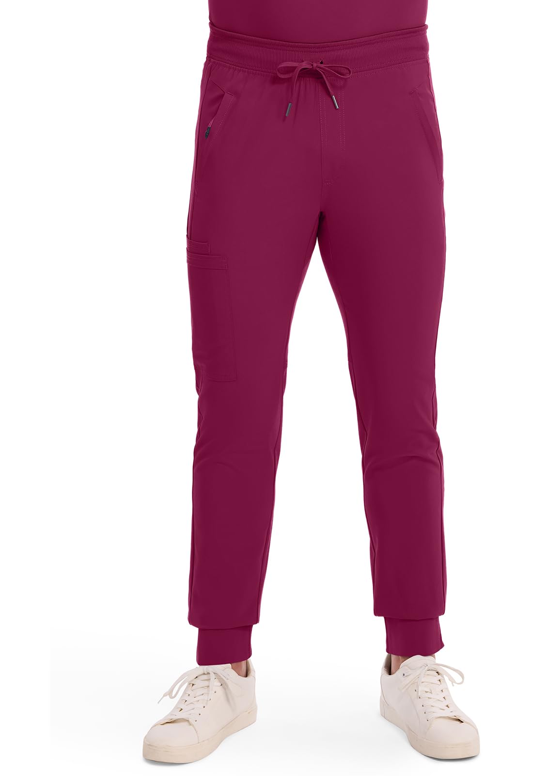 Cherokee Pantalón Médico Jogger de Talle Medio para Hombre con Bolsillo Cargo con Cremallera Tejido PROTX2 elástico 360 que Absorbe la Humedad - CK004A, S Corto, Vino