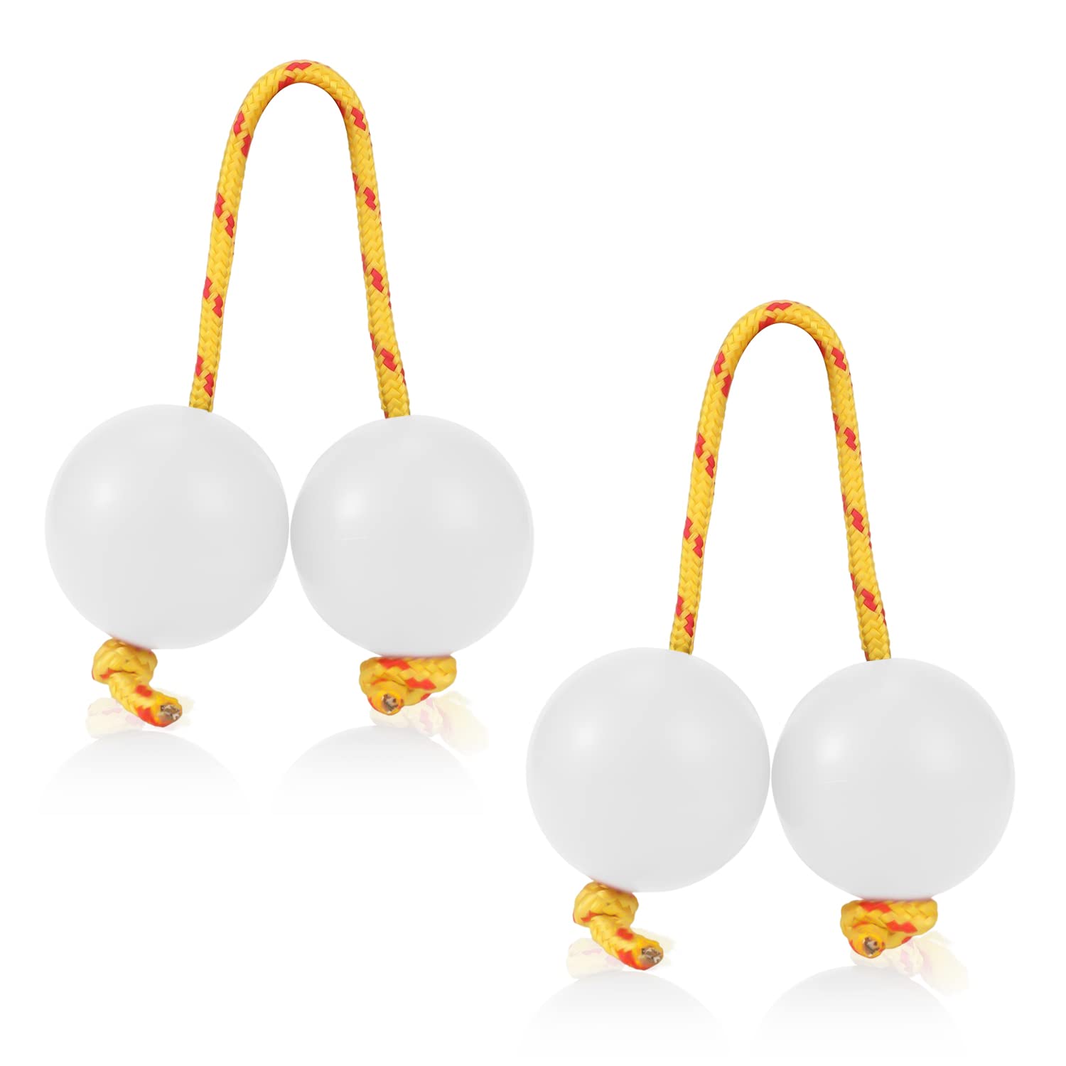 2 Pairs of Aslatuas Rhythmic Ball, Kashaka Shaker Instrument Classical African Shaker Rattle Hand Percussion for Kids Adults Weddings Parties Musical Class (White)