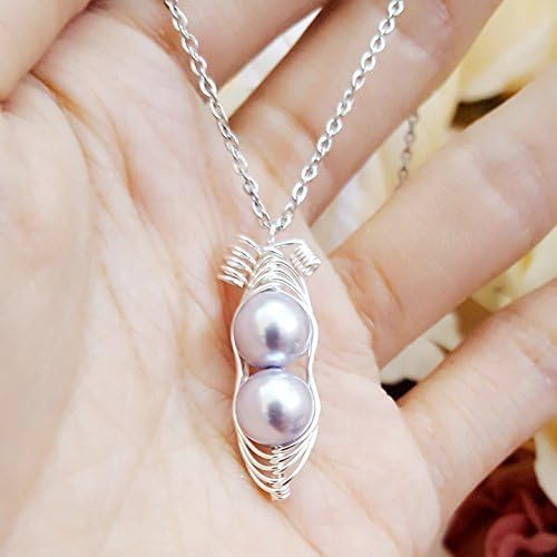 Swarovski Birthstone Pearl for JUN Peapod Necklace, Alexandrite 2 Peas in a Pod Necklace, Best Friend Gift, Birthday Gift (JUN)