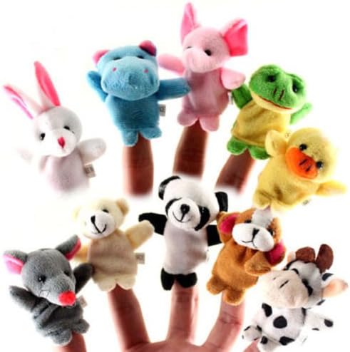 Cute 10pcs Animal Family Finger Puppets - Hand Glove Animal Soft Plush Stuffed Cloth Doll For Baby Kids Childrens Teens Gift