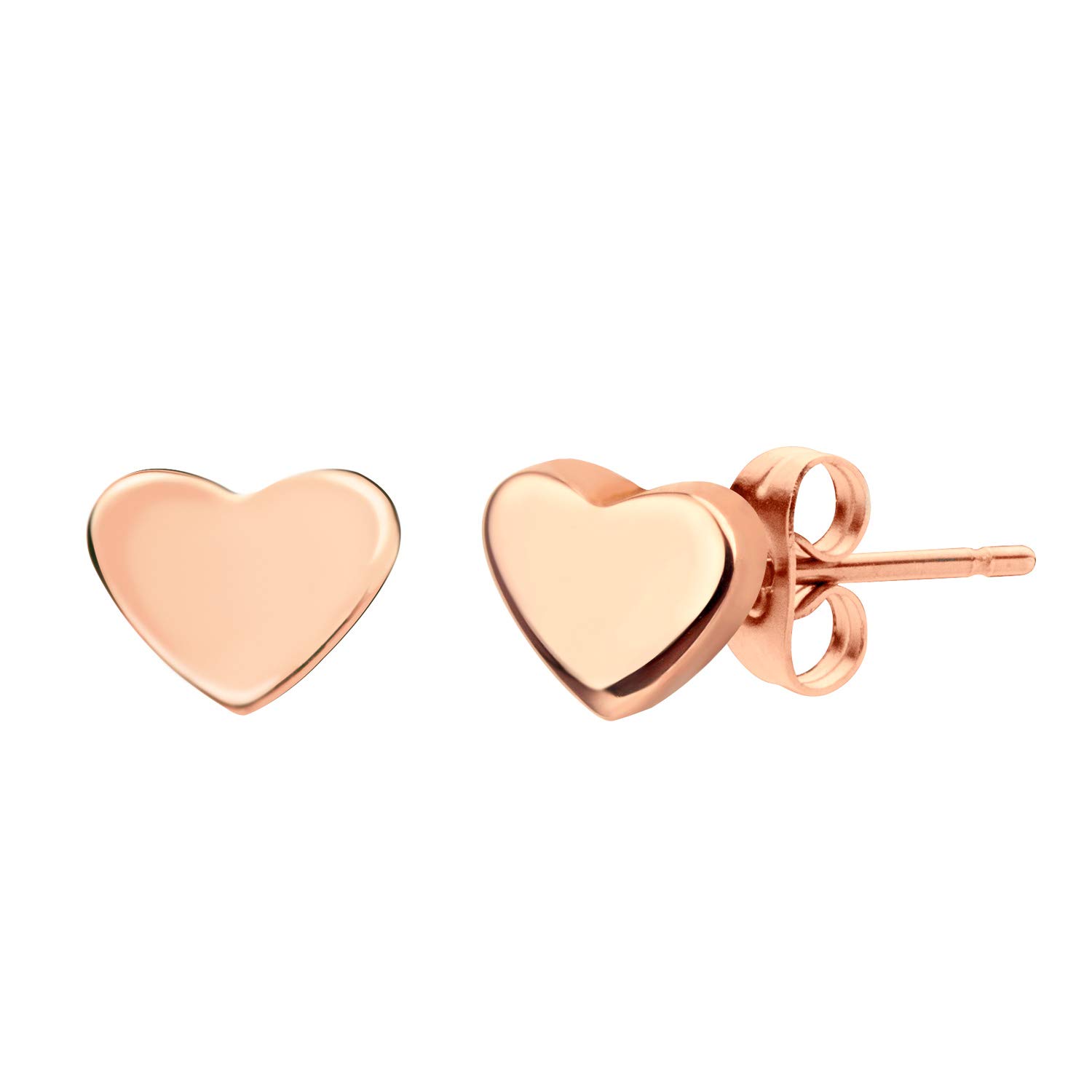 555Jewelry Womens Stainless Steel Beauty Dainty Love Cute Tiny Heart Shape Charm Romantic women Delicate Gifts Accessory Jewelry Classy Solid Stylish Stud Earring, Pink Rose Gold