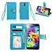 IZENGATE Wallet Case Designed for Samsung Galaxy S5 - PU Leather Flip Cover Folio with Stand (Turquoise Blue)