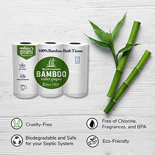 Bamboo Toilet Paper 6Rolls 2Ply Made From TreeFree, 100 Bamboo