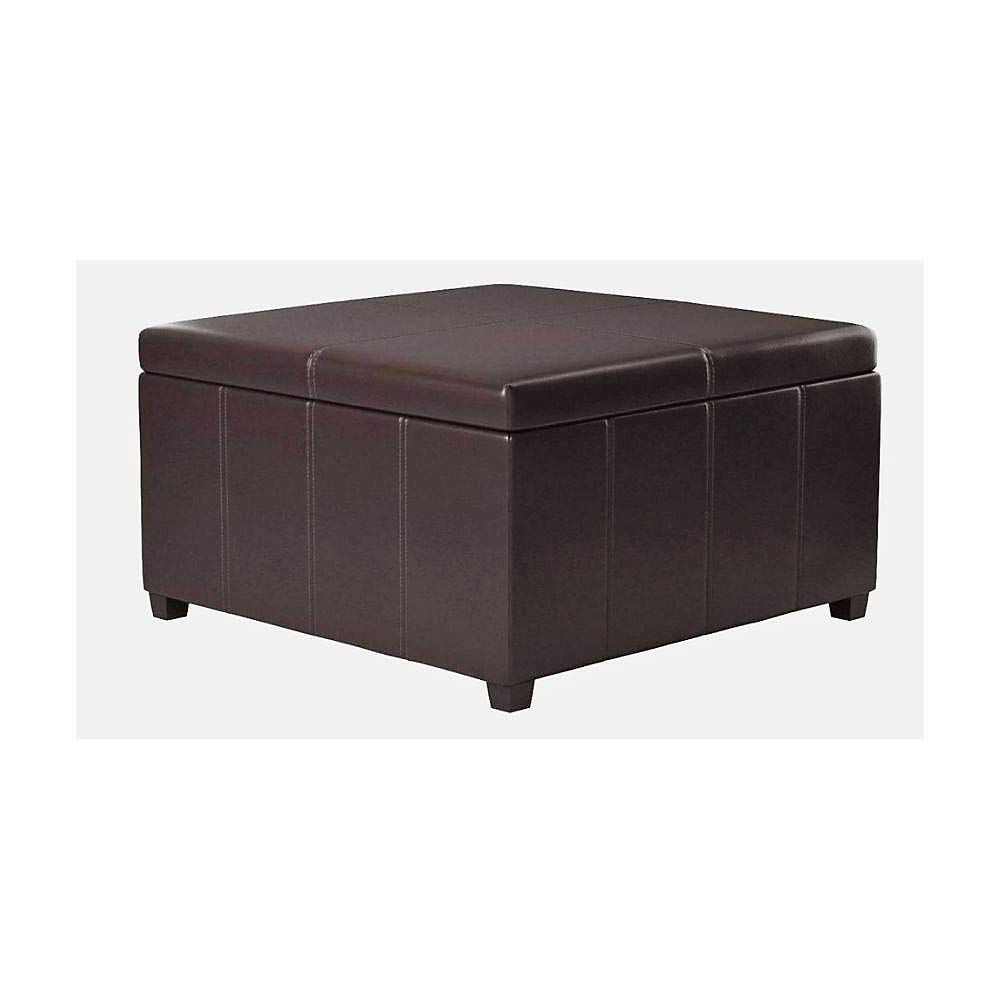 Amazon Com Ghy Cabin Ottoman Leather Espresso Wood Frame Square
