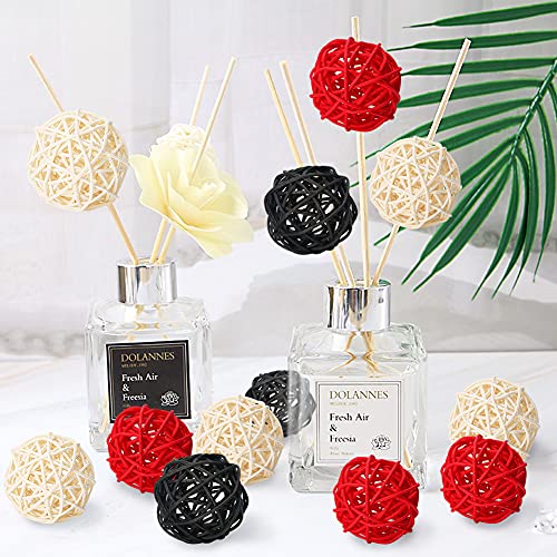 DomeStar Rattan Ball, 24PCS Orbs Vase Fillers (Red)