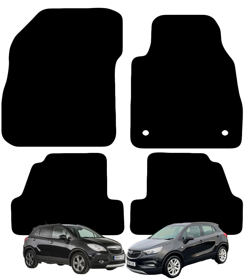 Carsio Carpet Car Mats For Vauxhall Mokka 2012 To 2020 4 Piece Set With 2 Clips Tailored Fit Floor Mat Complete Accessory Black Custom Fitted - All Weather, Anti-Slip Backing & Black Trim