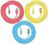3PCS of HEAVY-DUTY Lightning to USB Sync Charger Data Cable Cord 6ft / 2m for iPhone 5s / 5c / 5, iPhone 6 / 6plus, ipad Air / Mini / iPod Touch 5 and Nano 7(yellow-pink-blue)