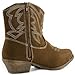 Women's Stitched Western Cowboy Stacked Heel Distress Embroidered Ankle Booties Fashion Shoes