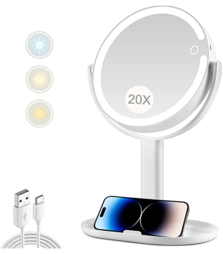 Support Mural éclairé Rechargeable, Miroir De Courtoisie Double Face Extensible Avec Grossissement 10x Miroir Grossissant Led De 8 Pouces Avec 3 Couleurs Support Mural éclairé Rechargeable, Miroir De Courtoisie Double Face Extensible Avec Grossissement 10x Miroir Grossissant Led De 8 Pouces Avec 3 Couleurs