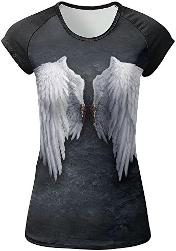 Women Angle's Wing Raglan Baseball Tee 3D Graphic Awesome Short Sleeve