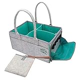Baby Diaper Caddy and Changing Pad - Infant Portable Organizer - Washable Nursery Storage Basket and Liner Change Mat Station and Changer Tote
