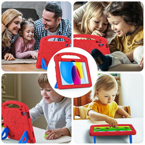 LKOOZO Kids Case for iPad (A16) 11th Generation 11 Inch 2025 / iPad 10th Generation 10.9 inch 2022, Shockproof Cover with Built-in Screen Protector (Red)
