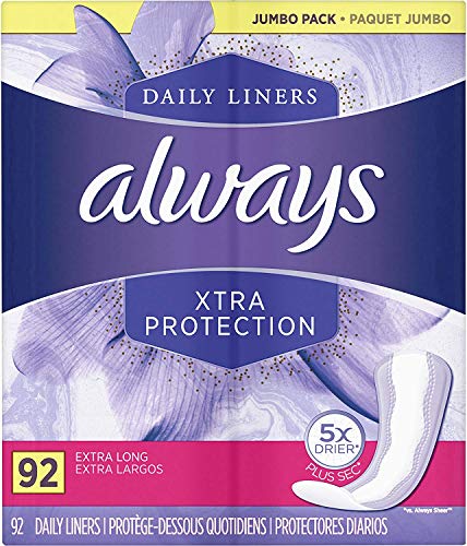 Always Xtra Protection Dailies Feminine Panty Liners for Women, Extra Long, 368 Count, Unscented (92 - //coolthings.us