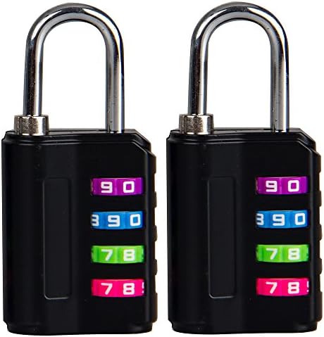 COOLZORRO 2 Pack Combination Lock 4 Digit Padlock for School, Employee, Gym &amp;Sports Locker, Fence, Toolbox, Case, Cabinet, Hasp Cabinet&amp; Storage (black)
