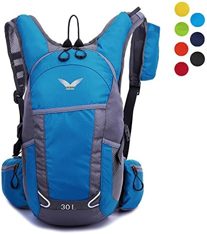 ZCL Lightweight Daypack, 20L Water-Resistant Comfortable Backpack for Cycling Hiking Trekking Climbing, 2 Liter Hydration Bladder Compatible, Sky Blue