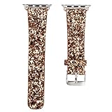 Kobwa 38mm Watch Band for Apple Watch, Nightclub Shiny Glitter Bling Luxury PU Leather Iwatch Band Wristwatch Bracelet Belt Replacement Strap for Apple Watch