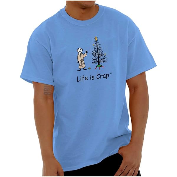 Maglietta Uomo "Life Is Crap That's Why There's BEER" Blu Navy, 100% Cotone