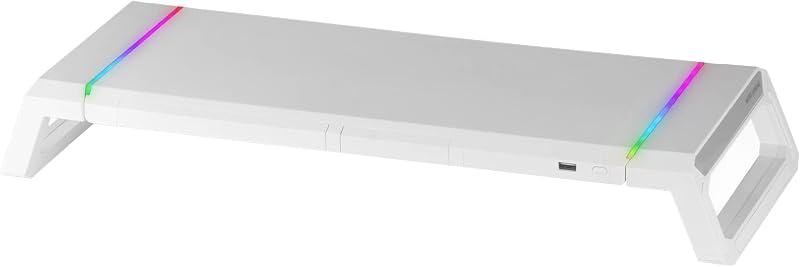 Suporte de desktop para monitores mars gaming mgs-one branco ajustável a 3 tamanhos porta usb 2.0 branca