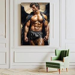HMLZSJ Nude Muscle Male Torso Portrait Art Gay
