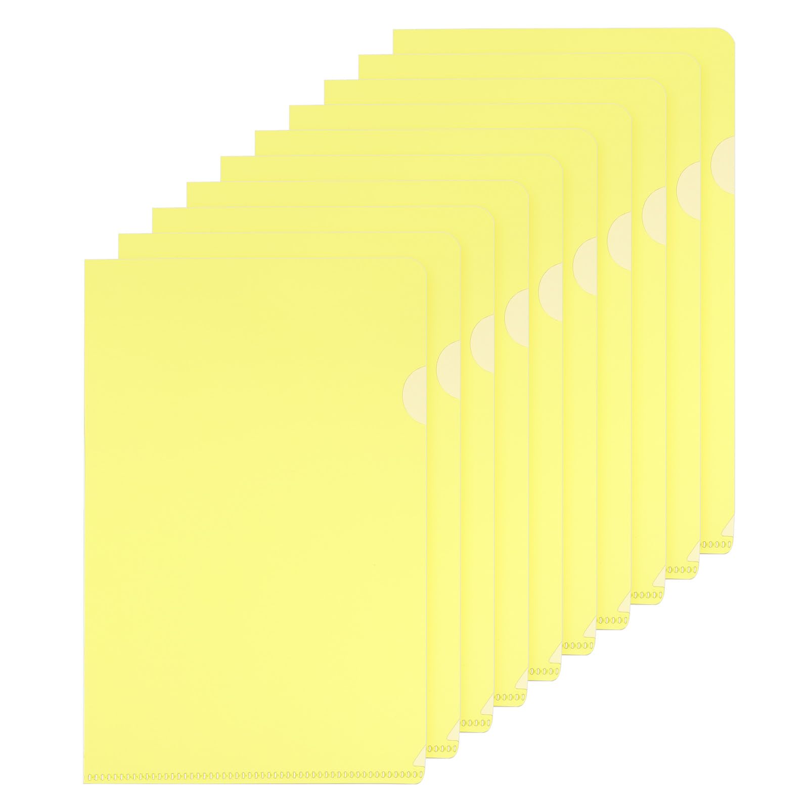 PATIKIL L Type Folders 10 Pack A5 Plastic File Project Pockets Clear Paper Document Jacket Sleeves for Office, Yellow
