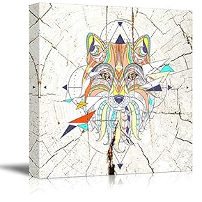 Square Canvas Wall Art - Abstract Colorful Foxon Vintage Wood Effect Background - Giclee Print Gallery Wrap Modern Home Art Ready to Hang - 12x12 inches