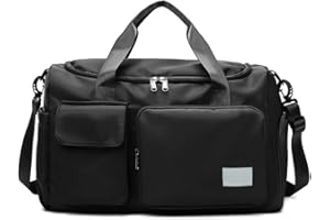 Sports Travel Bag Weekend Camping Overnight Bag for Men and Women, Black, Fashion