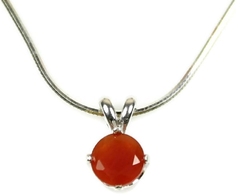 Red Onyx Necklace 925 Sterling Silver Pendant and 18, 20 or 24 Inch Chain Faceted 6MM Round Red Gemstone Real Gem Jewelry