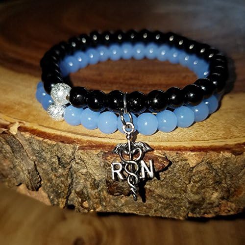 Nurse RN Beaded Bracelet Set