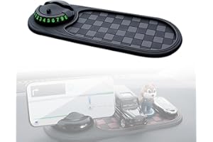 SEIVBLE Multifunction Car Anti-Slip Mat, Upgraded Dashboard Car Anti Slip Mat Phone Holder, Dash Pad Phone Mount with Temporary Parking Number for Phone Sunglasses Keys (Black Gray-C)