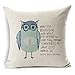 Decorbox Cotton Linen Square Throw Pillow Case Decorative Cushion Cover Pillowcase Owl Sayings (oil 16x16inch)