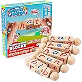 Wooden Reading Blocks | [5] Sets of Fun, Educational Spinning Alphabet Manipulative Blocks for Children w/ Easy-Grip Handles | STEM & Montessori Approved Toy for Pre-Kindergarten Boys & Girls Gift