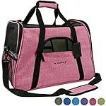 Mr. Peanut's Airline Approved Soft Sided Pet Carrier, Two-Tone Luxury Travel Tote with Fleece Bedding, New Design, Under Seat Collapsibility, Perfect for Cats and Small Dogs (Raspberry Red)