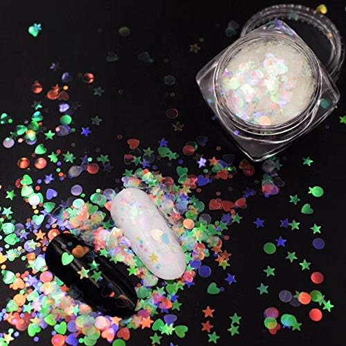 Mumustar Sparkle Holographic Nail Glitter Stars Sequins Body Face Paillette Chunky Flakes Decorations For Cosplay Makeup Nail Art Design Accessories