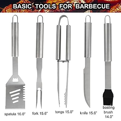 grilljoy BBQ Grill Tool Set, 24pcs Stainless Steel BBQ Accessories in Aluminum Case, Premium Complete Outdoor BBQ Utensil Gift Set for Man