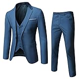 WULFUL Men’s Slim Fit Suit One Button 3-Piece