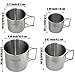 BeGrit Camp Cup and Mug Set for Backpack Camping Hiking Stainless Steel with Foldable Handle Pack of 4